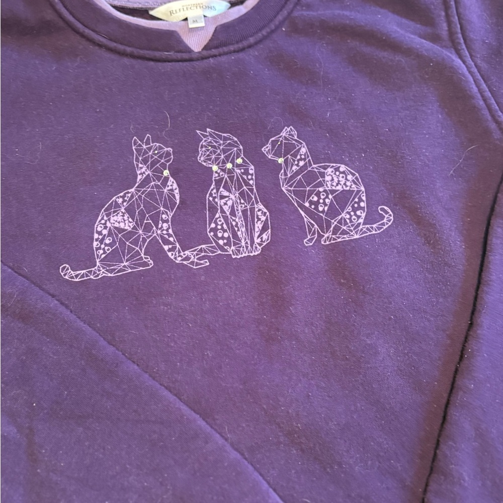 Vintage Northern Reflections Purple Crewneck Sweatshirt with Cat Graphic - Picture 3 of 8